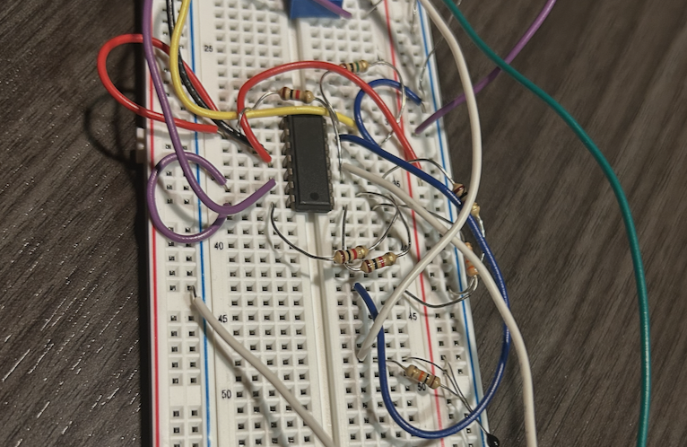 Photo of wires on breadboard
