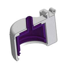 Push-and-turn cap mechanism (cross-section render or photo)
