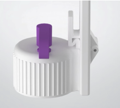 CAD render of hinge and cantilever latch mechanism