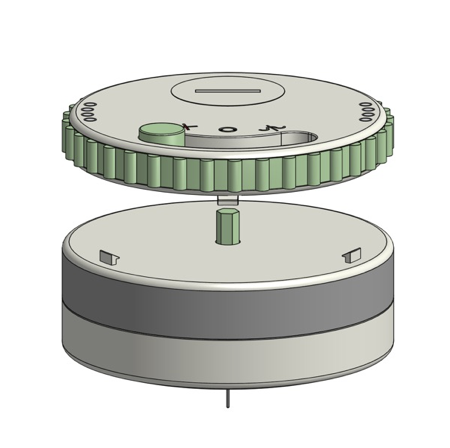OnShape view of the HALŌ showing the reusable upper section and disposable lower section